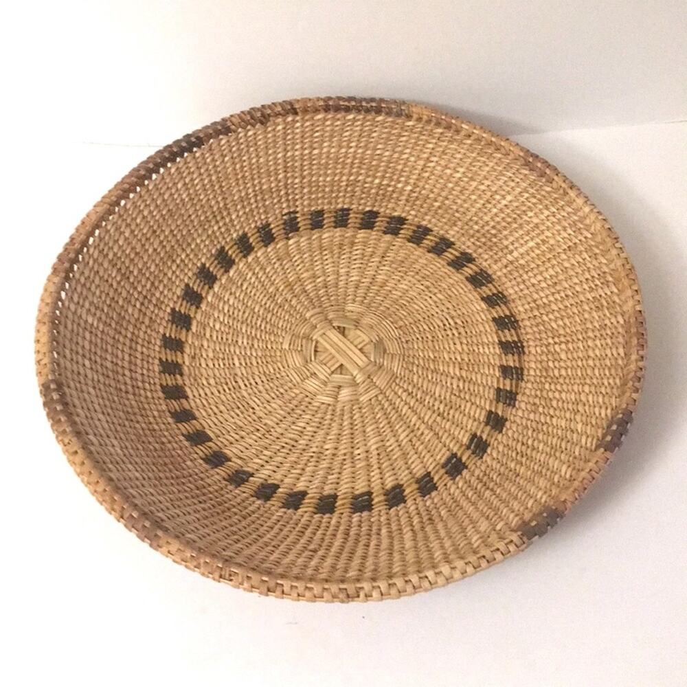 Handmade weaved basket Ghana centerpiece EUC